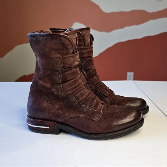 A.S.98 Leather Traver Military Boots Burgundy Women's 7.5-8 Euro 38 - Picture 2 of 12
